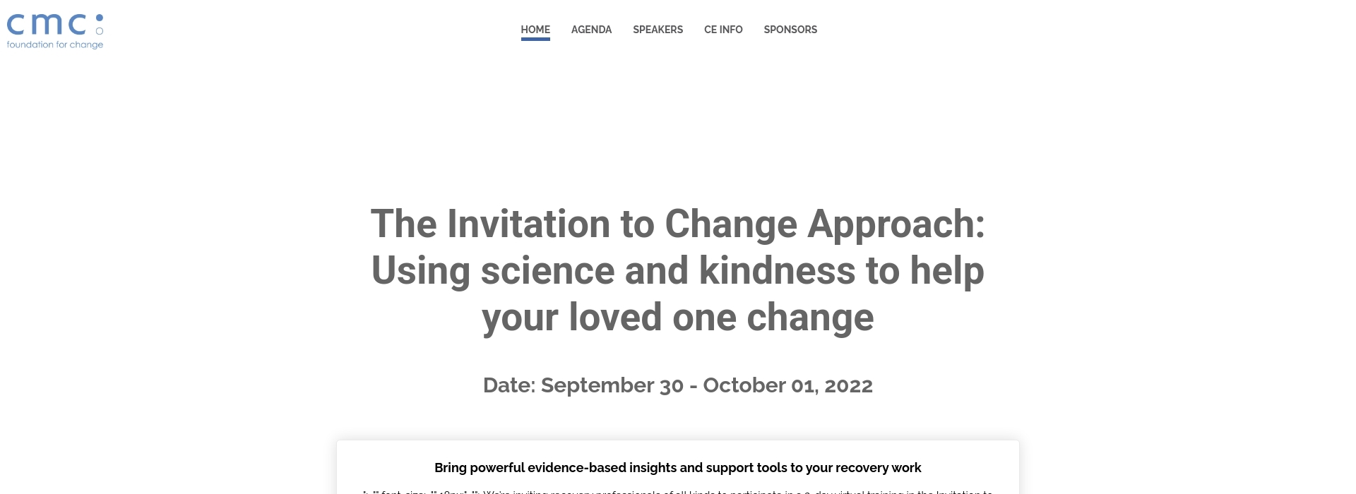 The Invitation to Change Approach Using science and kindness to help